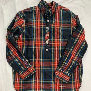 JCrew Jewelwd Button Popover Tunic Plaid